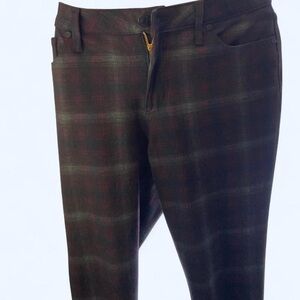 Nine West Jeans Black plaid slim fit trousers with red and green accents 10